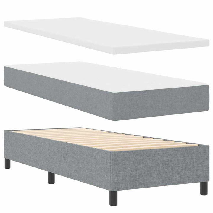 Box spring seng med pude Lysegrå 190 x 90 cm Stof