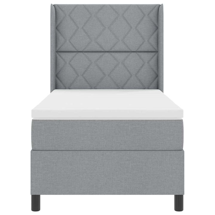 Box spring seng med pude Lysegrå 200 x 90 cm Stof