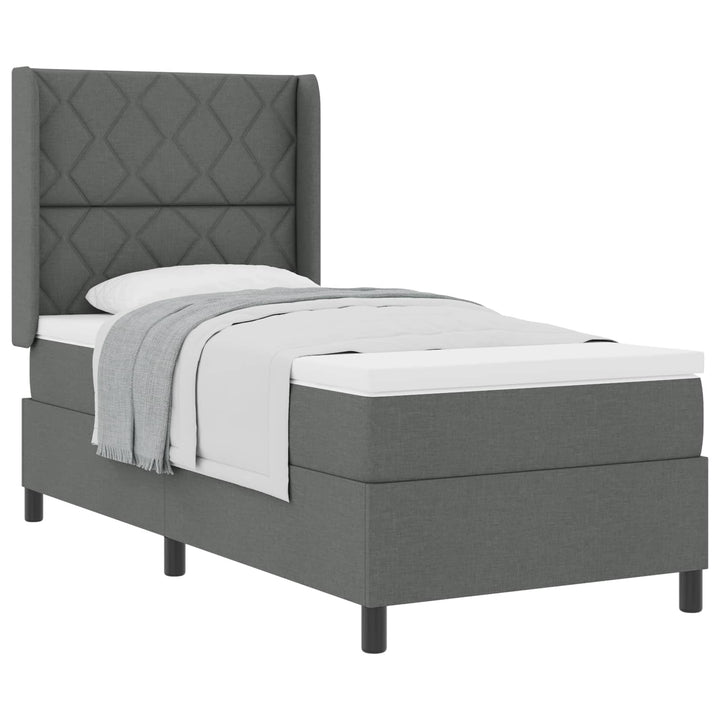 Box spring seng med pude Mørkegrå 200 x 90 cm Stof