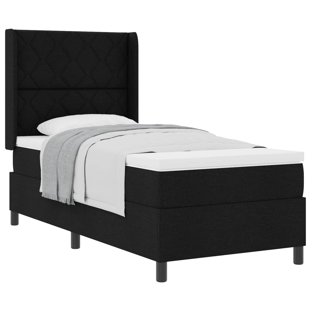 Box spring seng med pude med hovedgærde Sort 200 x 90 cm Stof