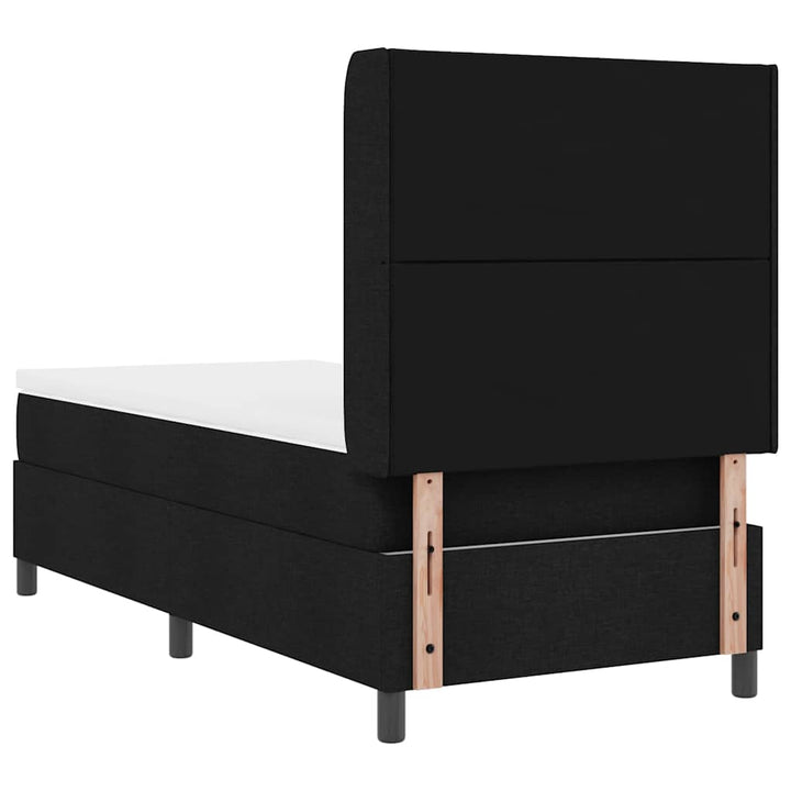 Box spring seng med pude med hovedgærde Sort 200 x 90 cm Stof
