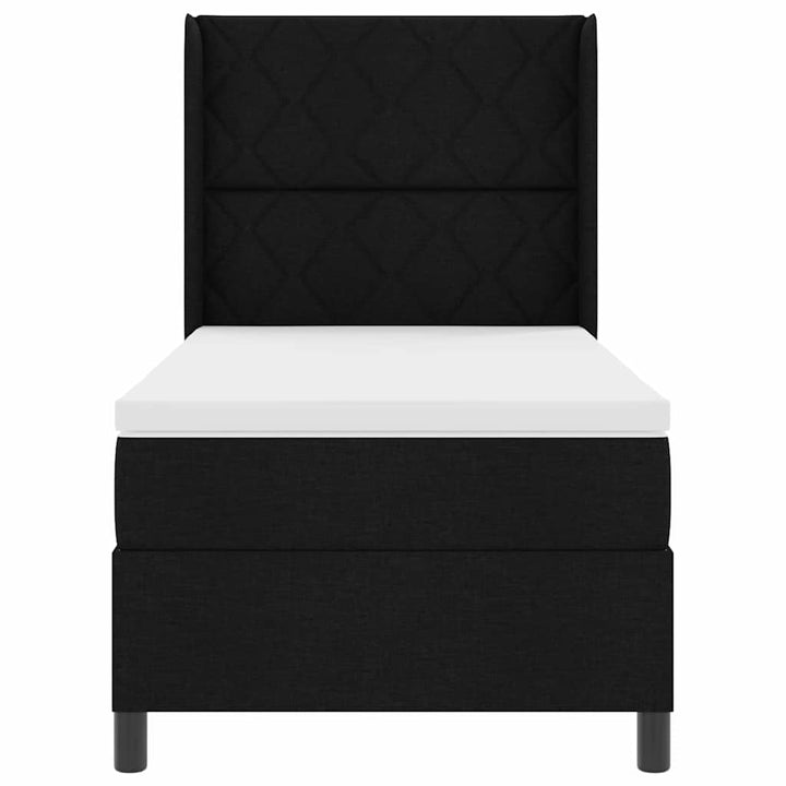 Box spring seng med pude med hovedgærde Sort 200 x 90 cm Stof