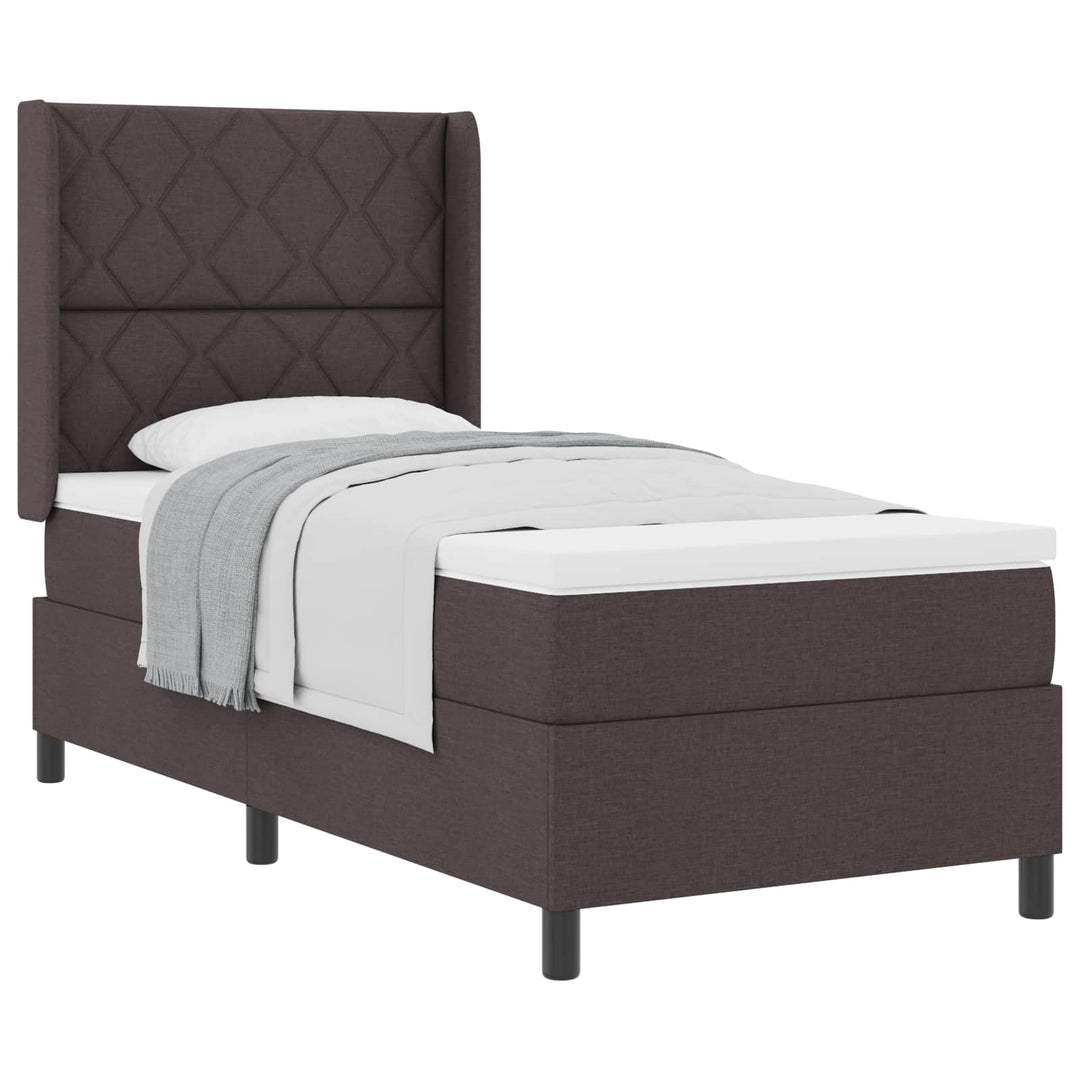 Box spring seng med pude Mørk Brun 200 x 90 cm Stof