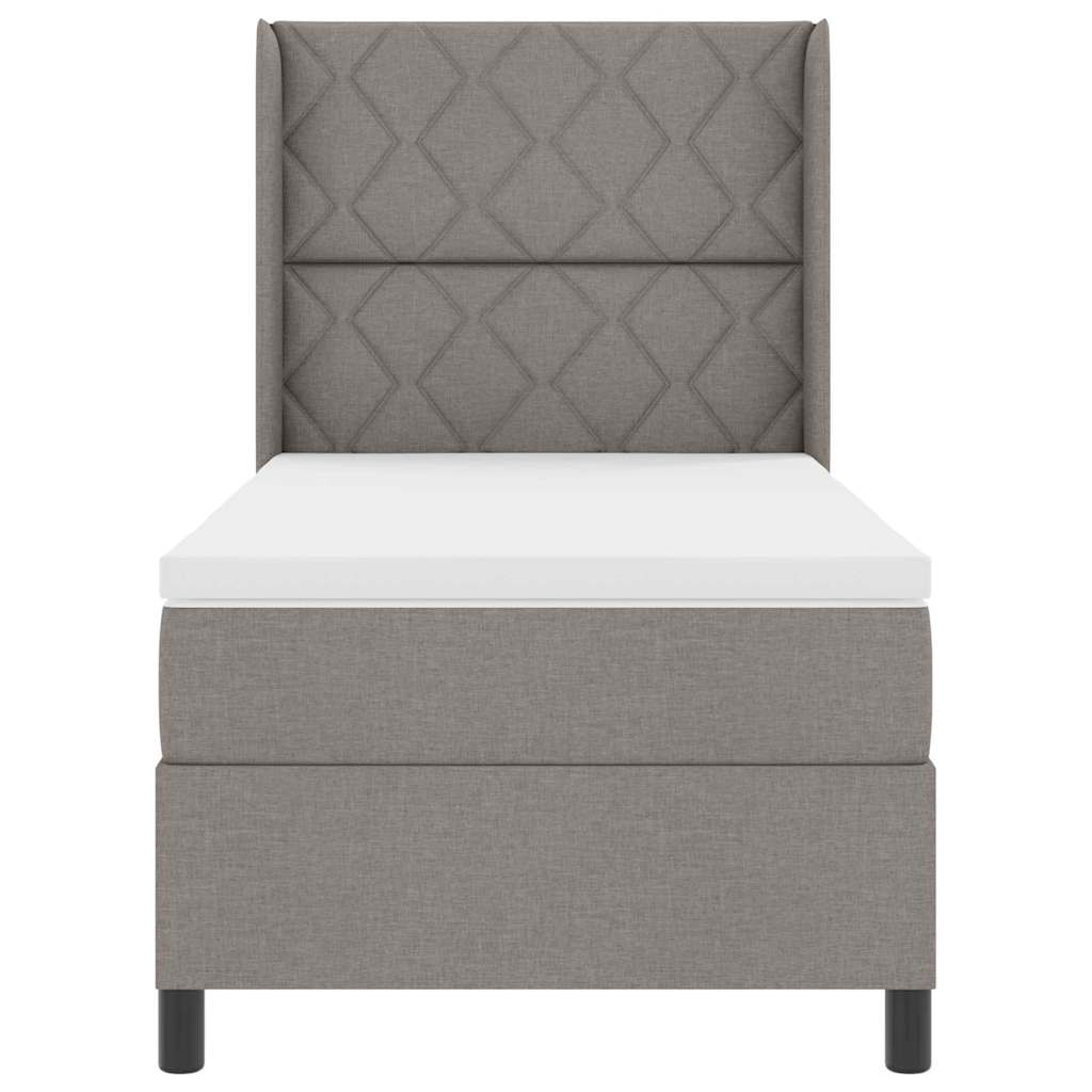 Box spring seng med pude Gråbrun 200 x 90 cm Stof