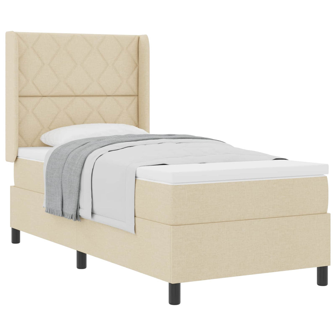 Box spring seng med pude med hovedgærde Creme 200 x 90 cm Stof