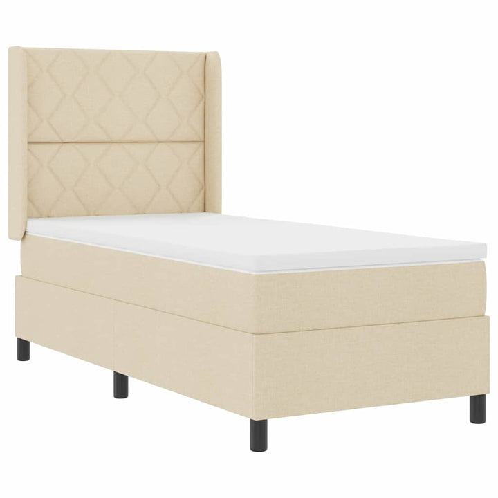 Box spring seng med pude med hovedgærde Creme 200 x 90 cm Stof