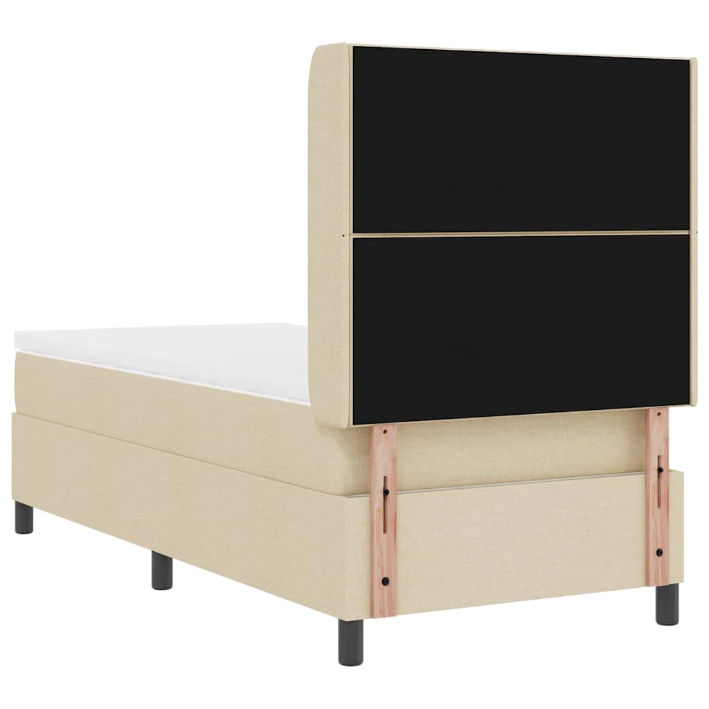 Box spring seng med pude med hovedgærde Creme 200 x 90 cm Stof