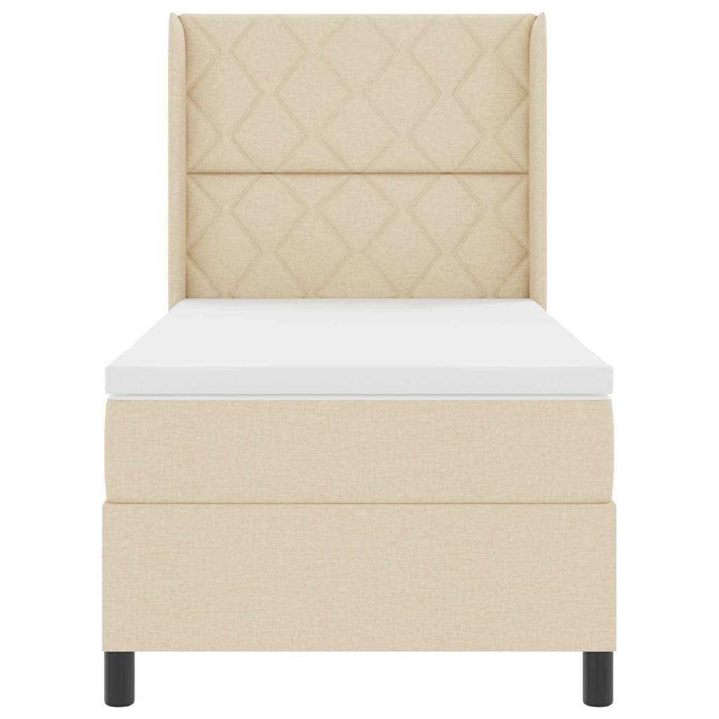 Box spring seng med pude med hovedgærde Creme 200 x 90 cm Stof
