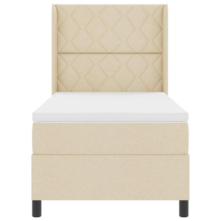 Box spring seng med pude med hovedgærde Creme 200 x 90 cm Stof