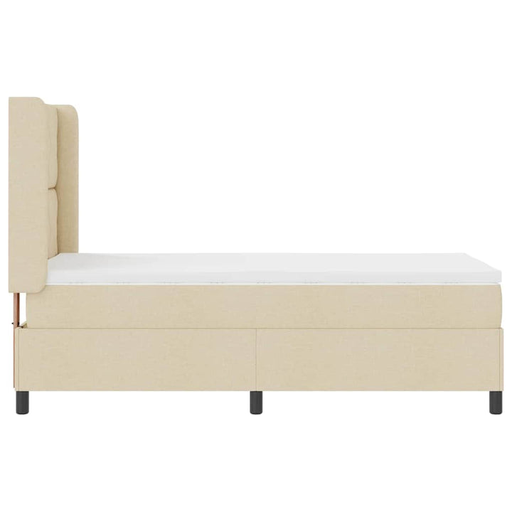Box spring seng med pude med hovedgærde Creme 200 x 90 cm Stof