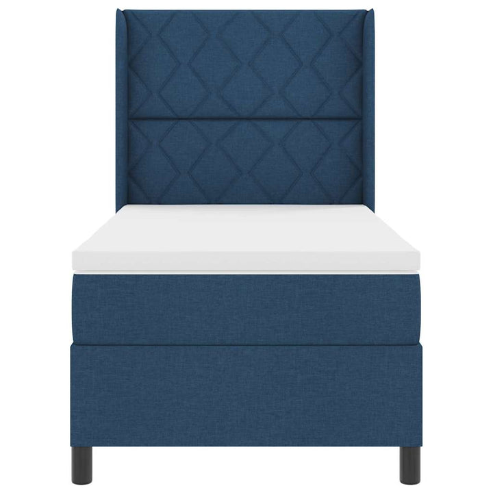 Box spring seng med pude med hovedgærde Blå 200 x 90 cm Stof