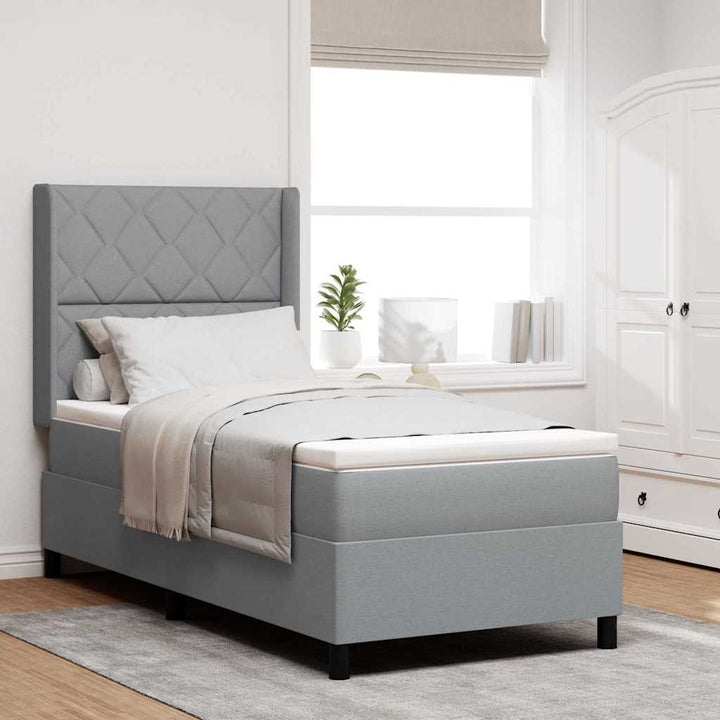 Box spring seng med madras Lysegrå 200 x 100 cm Stof