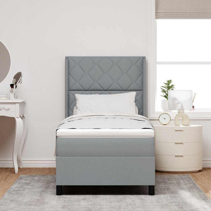 Box spring seng med madras Lysegrå 200 x 100 cm Stof
