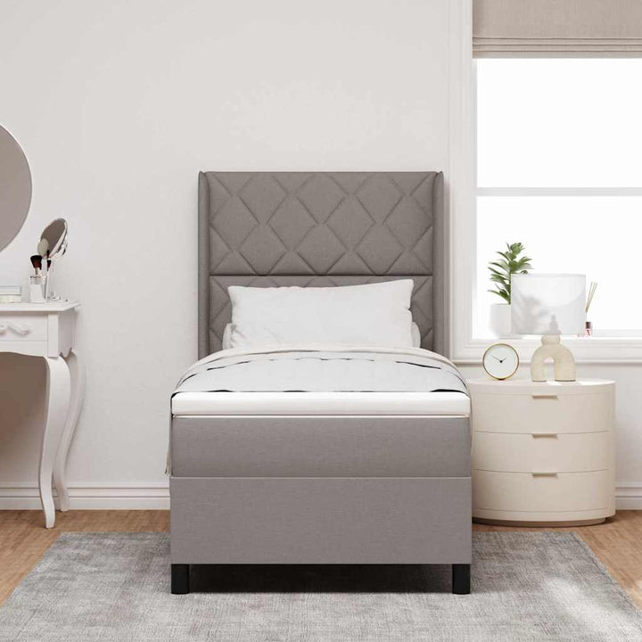 Box spring seng med pude Gråbrun 200 x 100 cm Stof