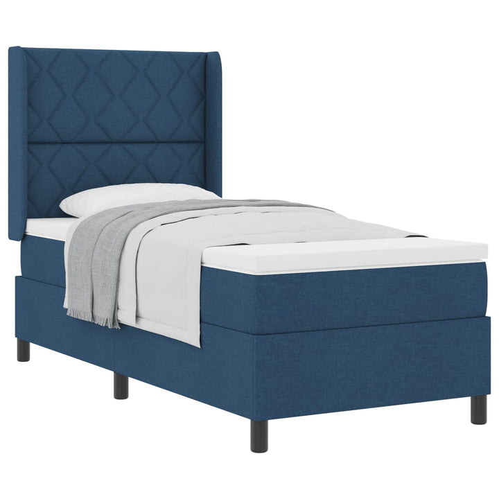 Box spring seng med madras med hovedgærde Blå 200 x 100 cm Stof