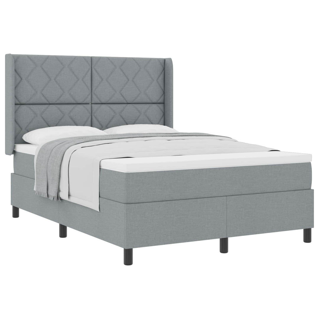 Box spring seng med pude Lysegrå 190 x 140 cm Stof