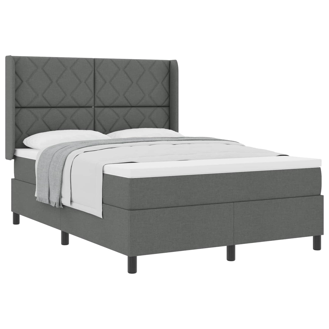 Box spring seng med pude Mørkegrå 190 x 140 cm Stof