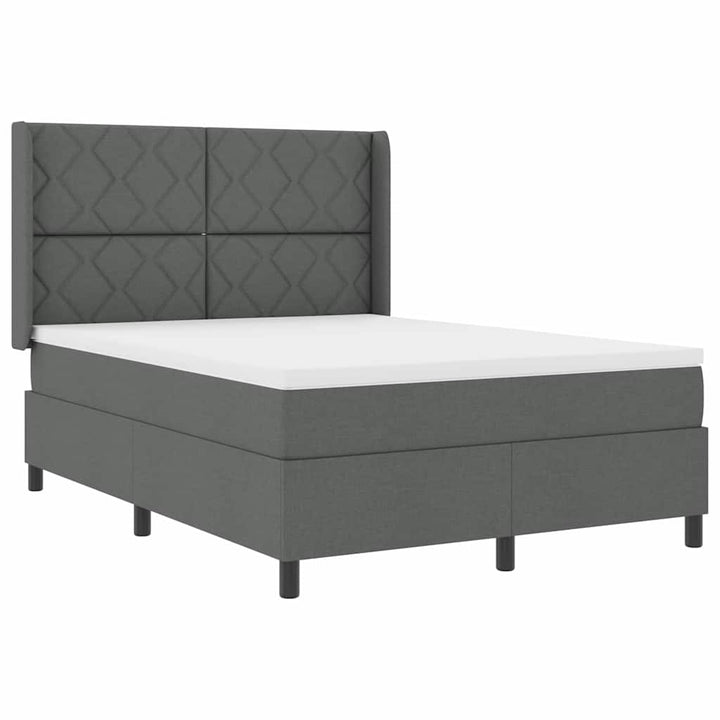 Box spring seng med pude Mørkegrå 190 x 140 cm Stof