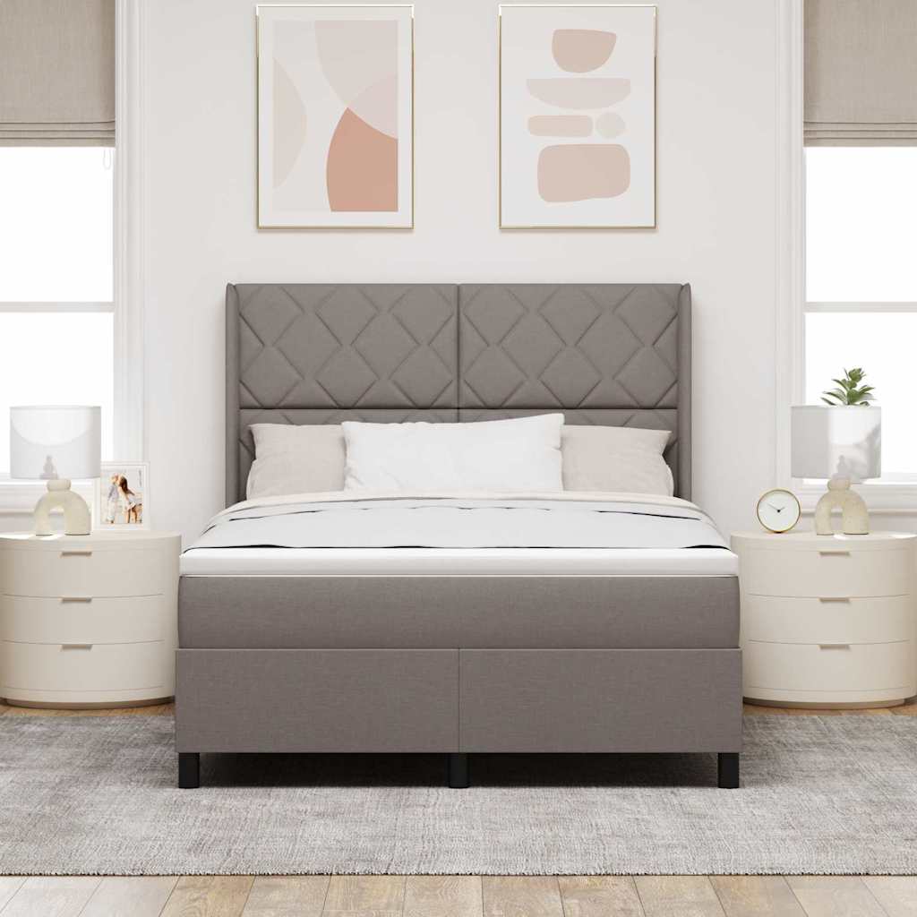 Box spring seng med pude Gråbrun 190 x 140 cm Stof
