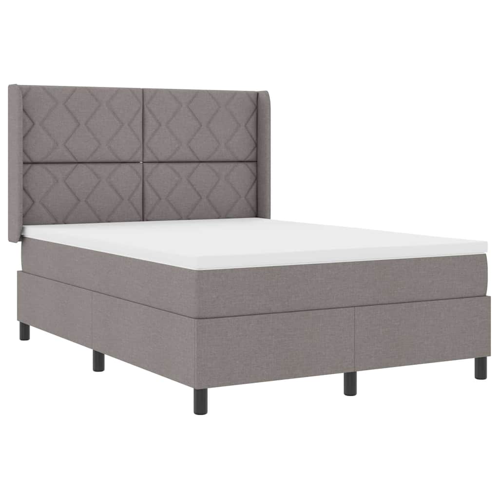 Box spring seng med pude Gråbrun 190 x 140 cm Stof