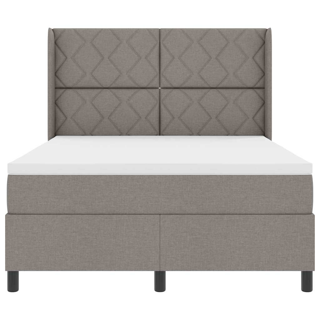Box spring seng med pude Gråbrun 190 x 140 cm Stof