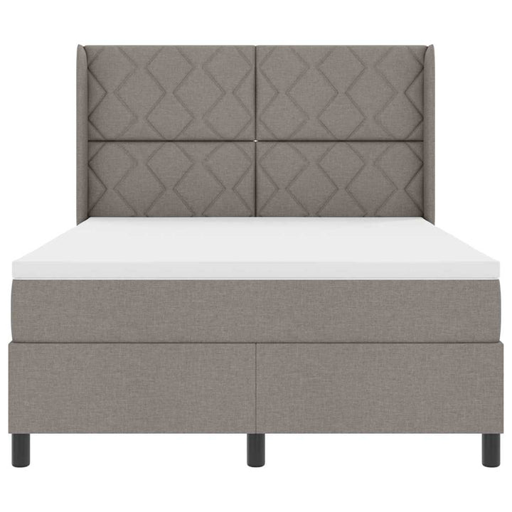 Box spring seng med pude Gråbrun 190 x 140 cm Stof