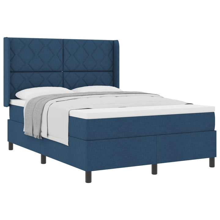 Box spring seng med pude med hovedgærde Blå 190 x 140 cm Stof