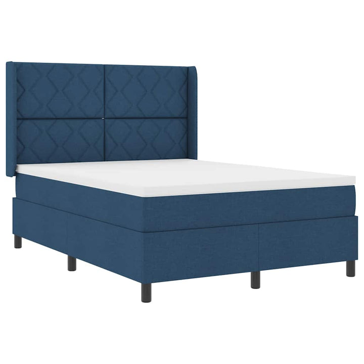 Box spring seng med pude med hovedgærde Blå 190 x 140 cm Stof