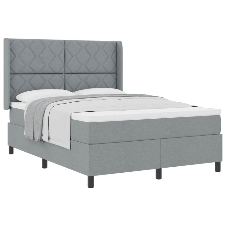 Box spring seng med pude Lysegrå 200 x 140 cm Stof