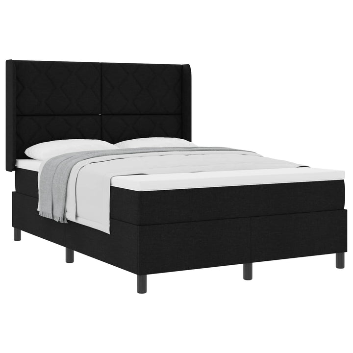 Box spring seng med pude med hovedgærde Sort 200 x 140 cm Stof