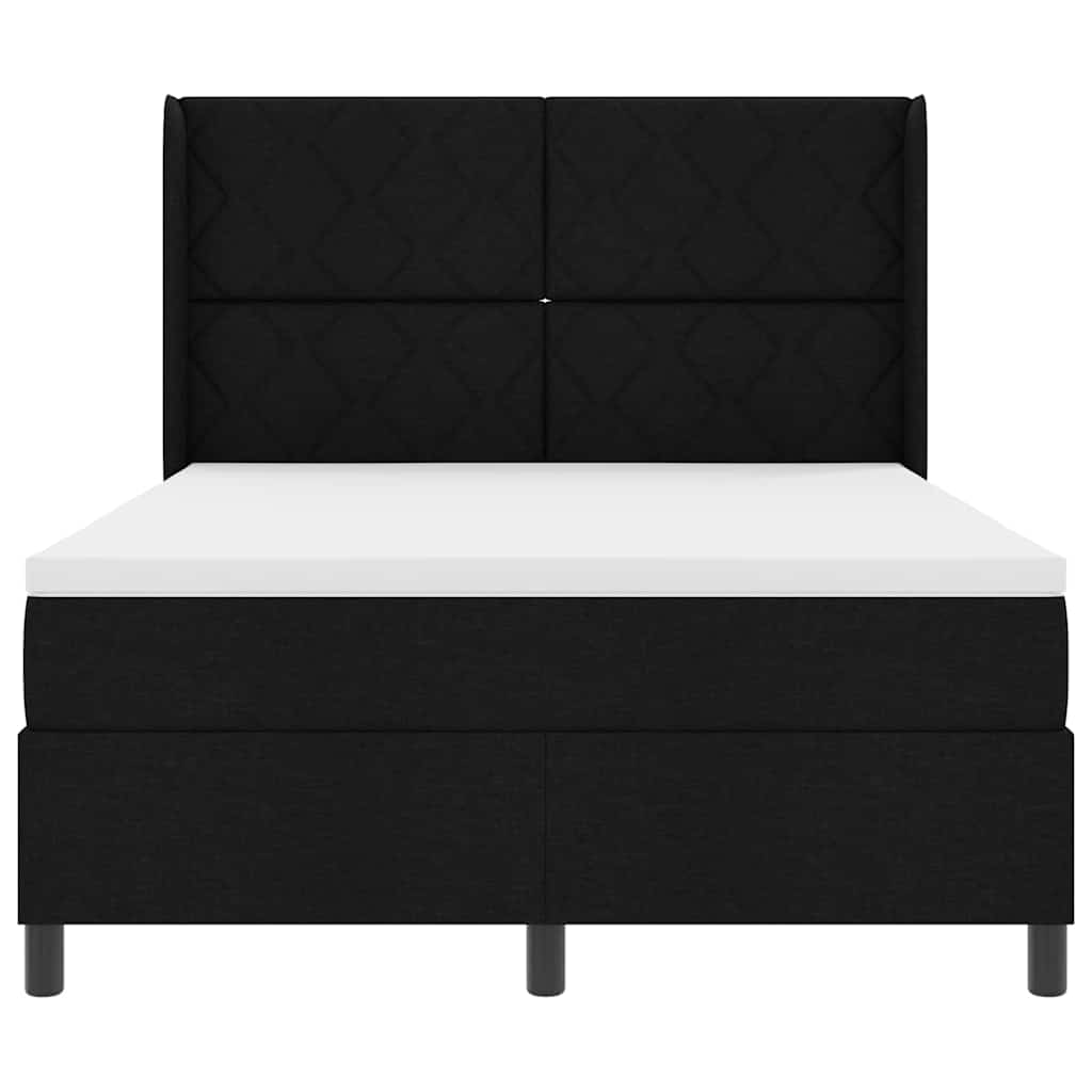 Box spring seng med pude med hovedgærde Sort 200 x 140 cm Stof