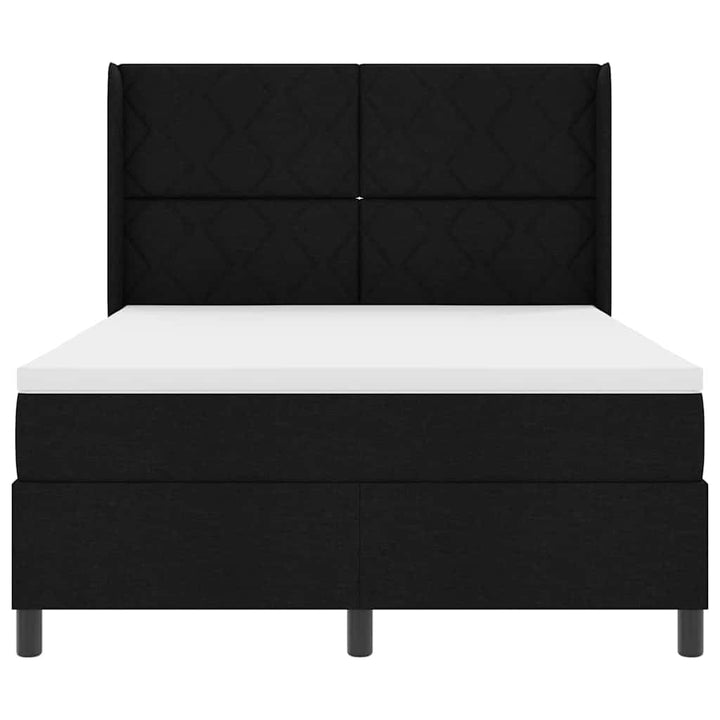 Box spring seng med pude med hovedgærde Sort 200 x 140 cm Stof