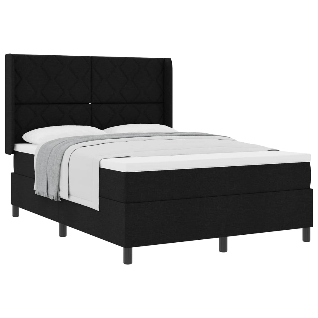 Box spring seng med pude med hovedgærde Sort 200 x 160 cm Stof