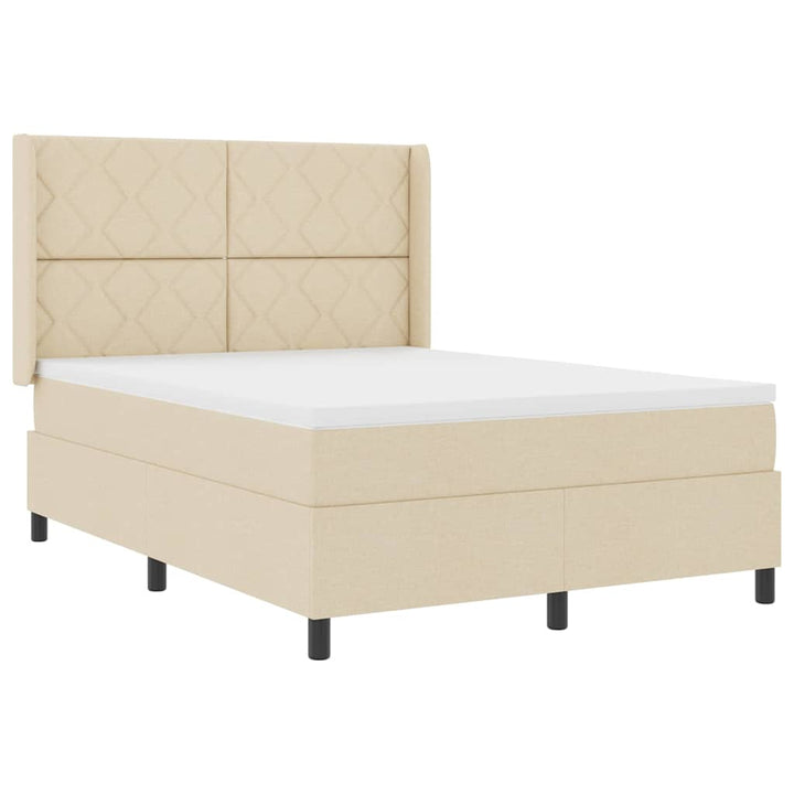 Box spring seng med pude med hovedgærde Creme 200 x 160 cm Stof
