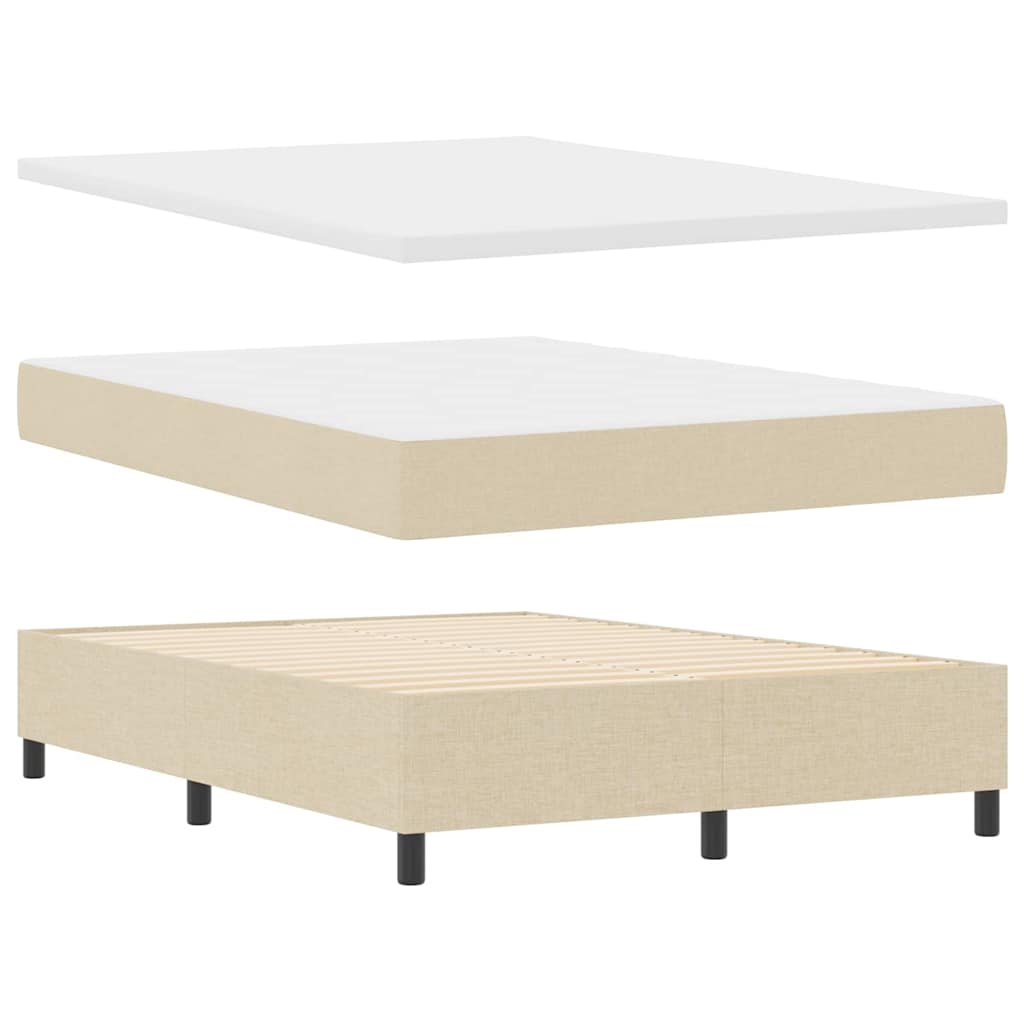 Box spring seng med pude med hovedgærde Creme 200 x 160 cm Stof
