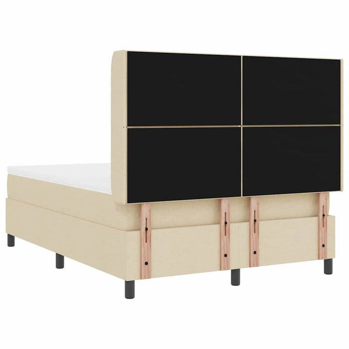 Box spring seng med pude med hovedgærde Creme 200 x 160 cm Stof
