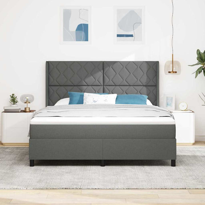 Box spring seng med pude Mørkegrå 200 x 180 cm Stof