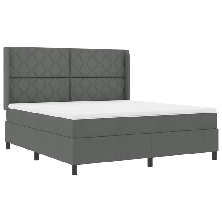 Box spring seng med pude Mørkegrå 200 x 180 cm Stof