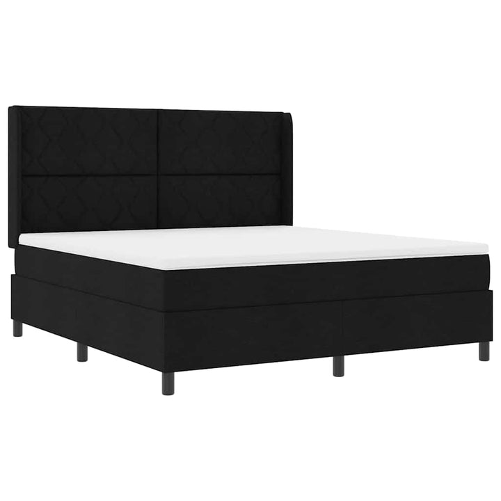 Box spring seng med pude med hovedgærde Sort 200 x 180 cm Stof