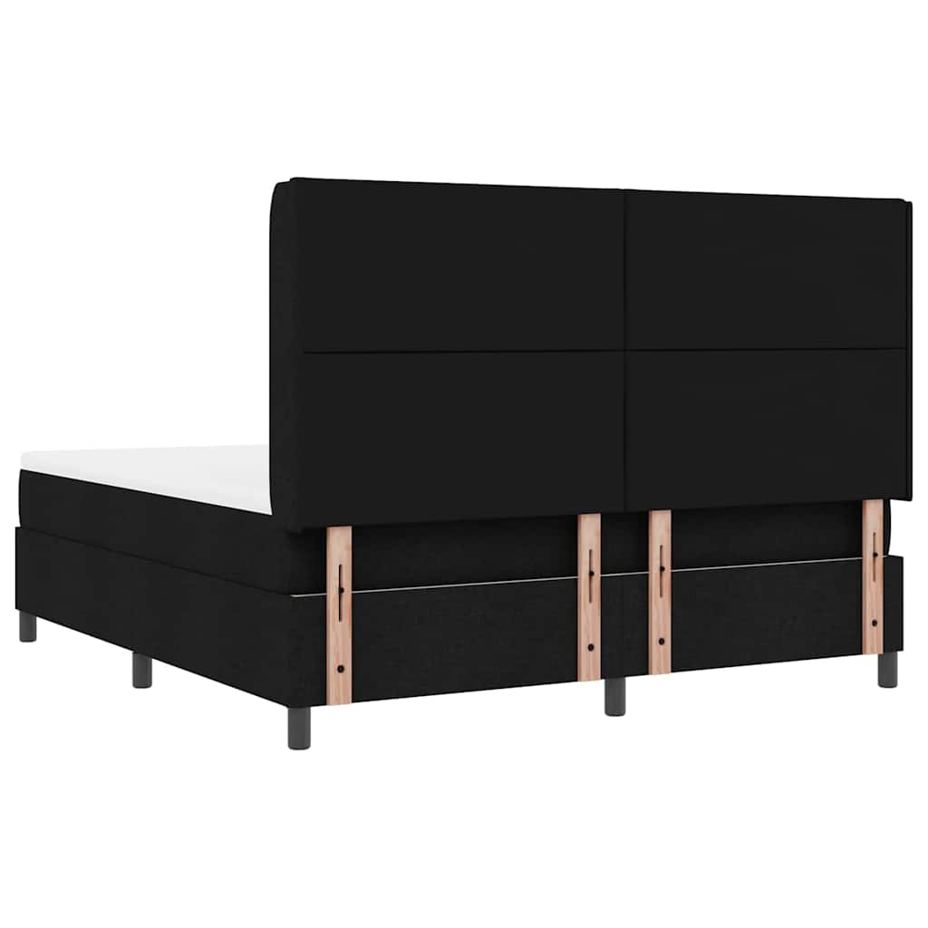 Box spring seng med pude med hovedgærde Sort 200 x 180 cm Stof