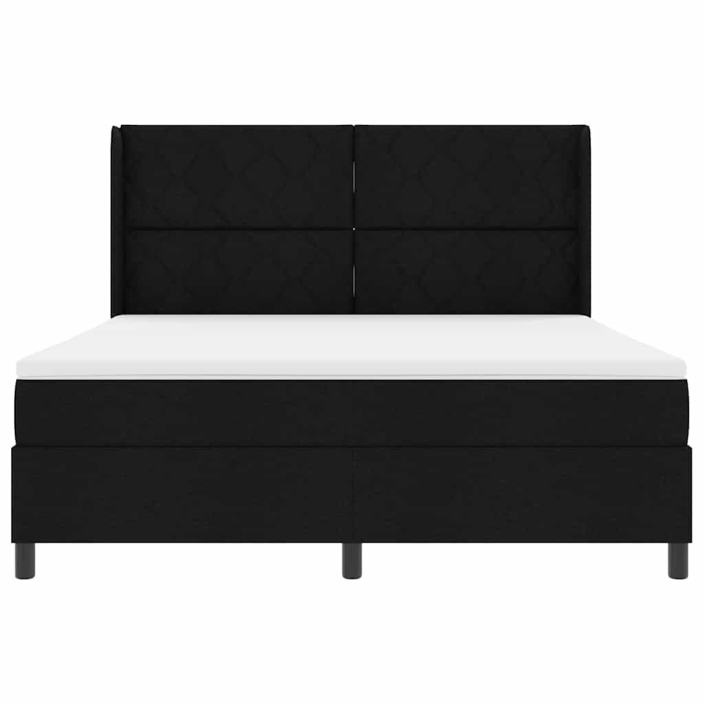 Box spring seng med pude med hovedgærde Sort 200 x 180 cm Stof