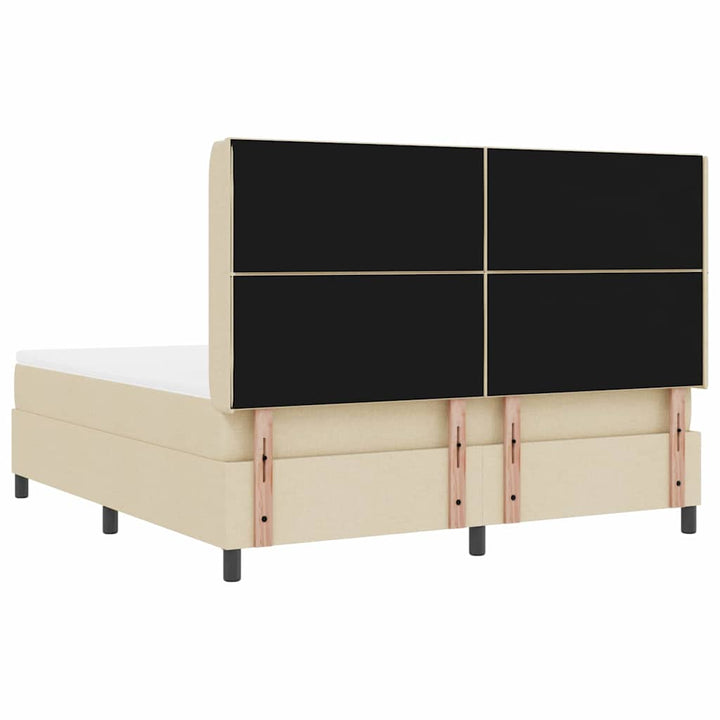 Box spring seng med pude med hovedgærde Creme 200 x 180 cm Stof