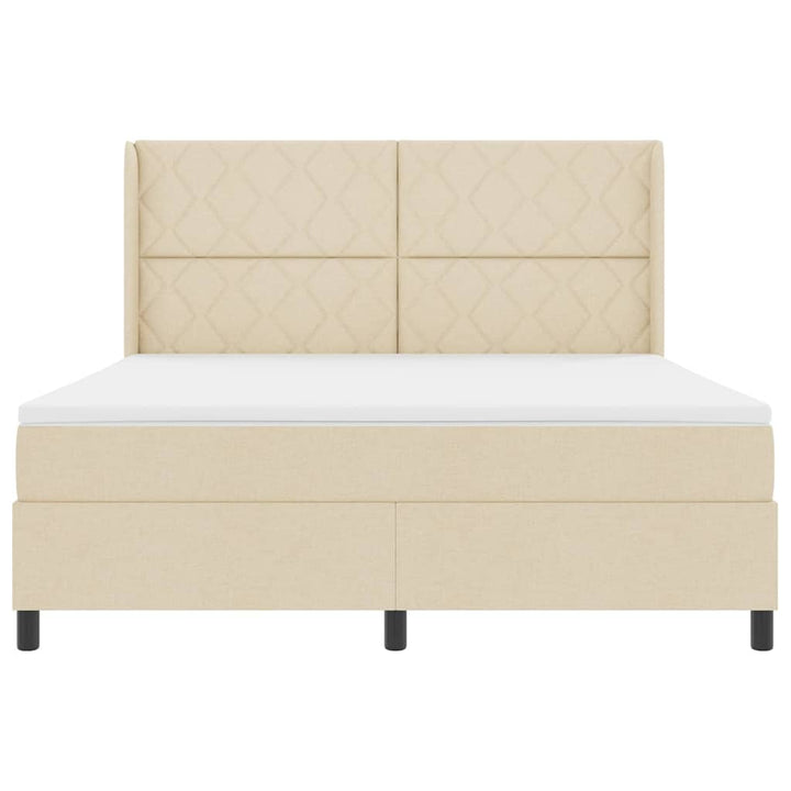 Box spring seng med pude med hovedgærde Creme 200 x 180 cm Stof
