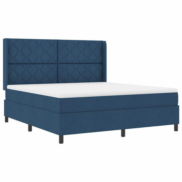 Box spring seng med pude med hovedgærde Blå 200 x 180 cm Stof