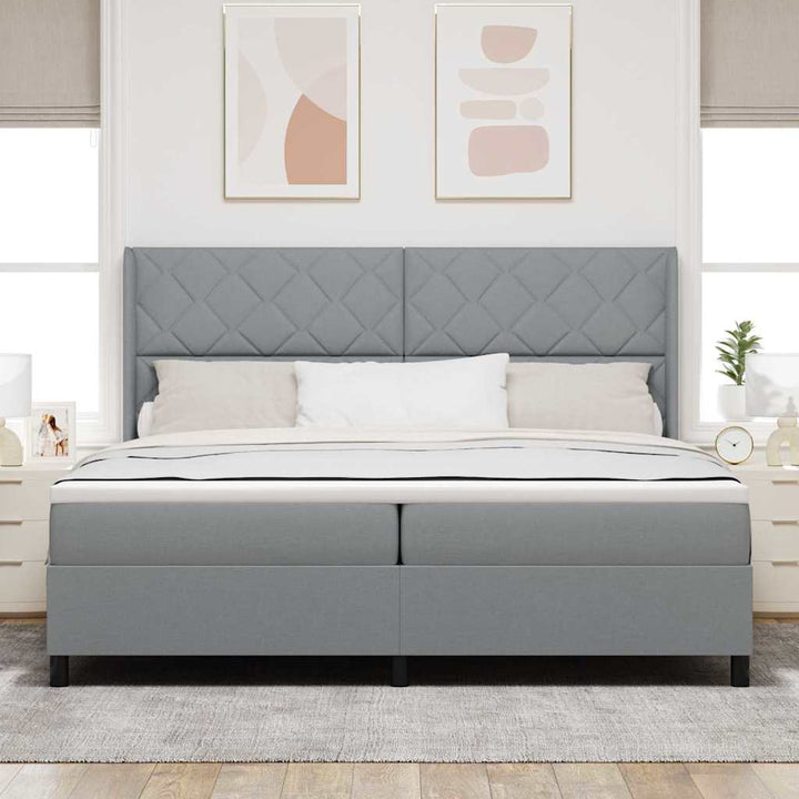 Box spring seng med pude Lysegrå 200 x 200 cm Stof