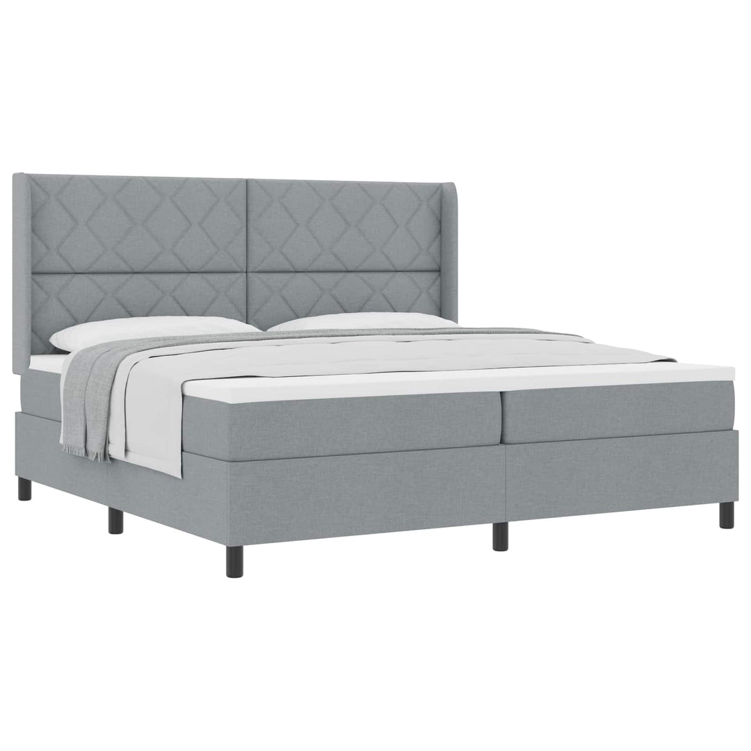 Box spring seng med pude Lysegrå 200 x 200 cm Stof