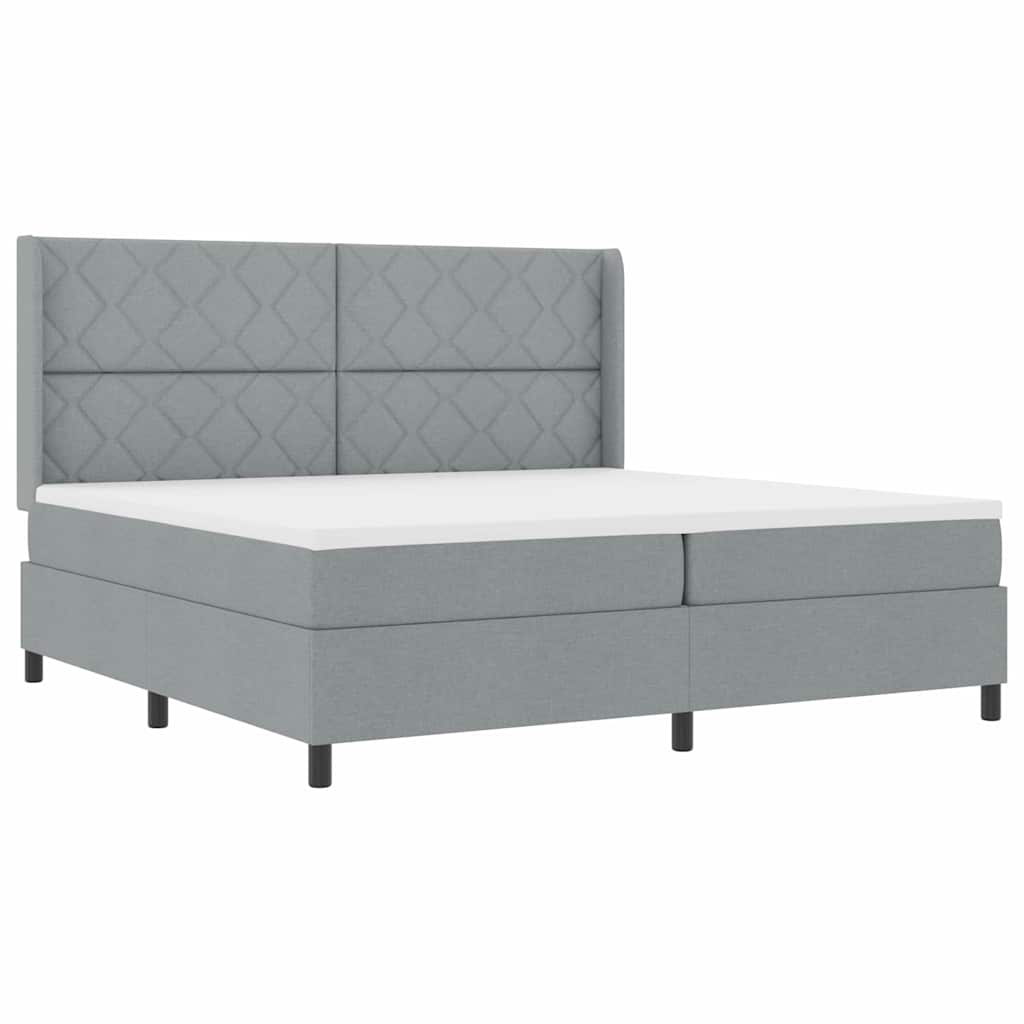 Box spring seng med pude Lysegrå 200 x 200 cm Stof