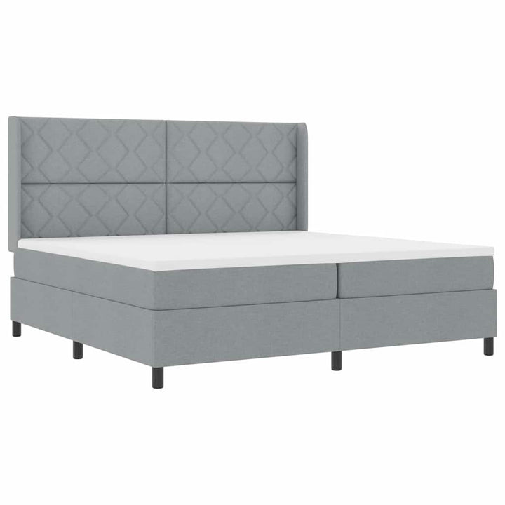 Box spring seng med pude Lysegrå 200 x 200 cm Stof