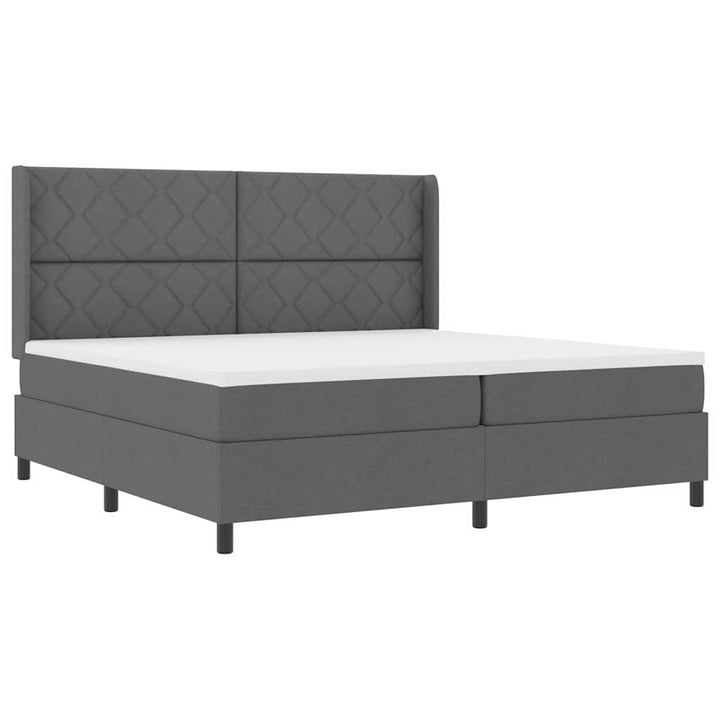 Box spring seng med pude Mørkegrå 200 x 200 cm Stof