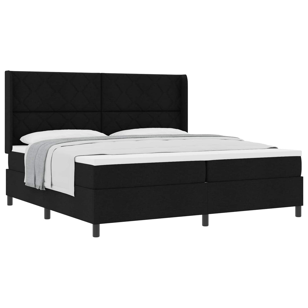 Box spring seng med madras Sort 200 x 200 cm Stof